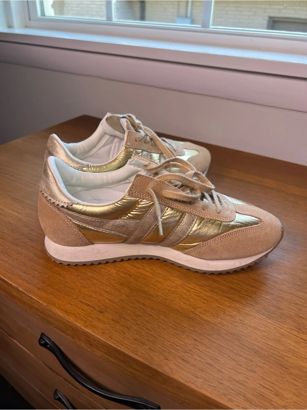 Women's Gola Boston 78 Metallic Gold Suede Sneakers Size 7